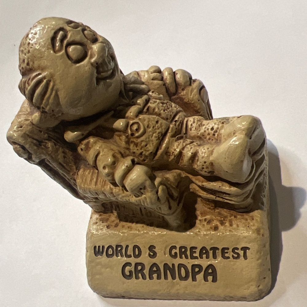 Vintage World’s Greatest Grandpa Figurine from 1970 grandmacore grannychic